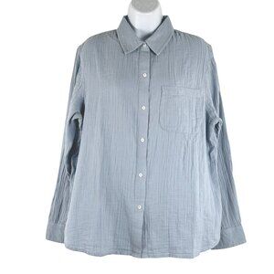 Quince Organic Cotton Gauze Long Sleeve Shirt Medium Ocean Breeze NWT TP-3620